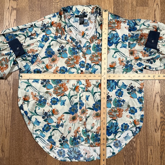 Smythe Poet Blouse Botanical Floral Print Satin Blouse L/S Shirt Womens Medium - Picture 6 of 10